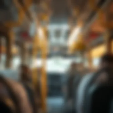 Interior of a modern bus showcasing passenger amenities