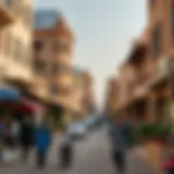 Vibrant Streets of ديرة دبي A panoramic view of the vibrant streets of ديرة دبي showcasing bustling markets and traditional architecture.