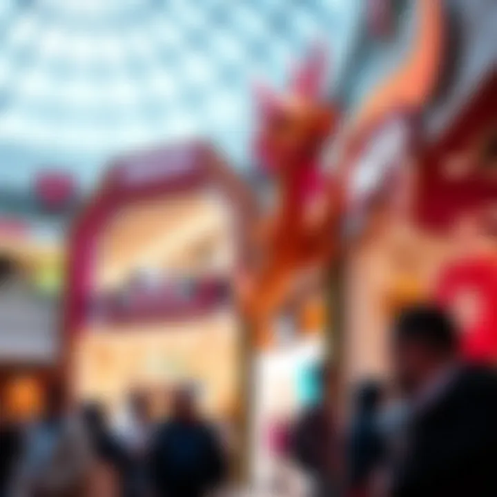 Vibrant shopping scene inside Dragon Mall