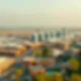 Panoramic View of Dubai Business Village A panoramic view of Dubai Business Village showcasing modern architecture