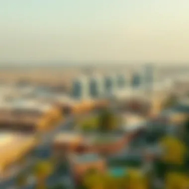 Panoramic View of Dubai Business Village A panoramic view of Dubai Business Village showcasing modern architecture