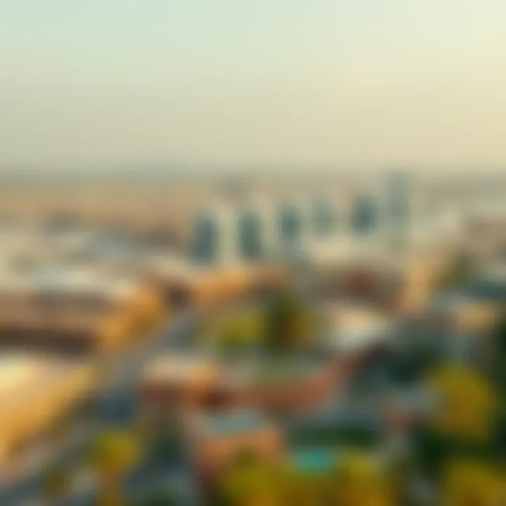 Panoramic View of Dubai Business Village A panoramic view of Dubai Business Village showcasing modern architecture