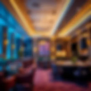 Lavish Club Interiors: Where Elegance Meets Energy An elegant club interior featuring luxurious decor and ambient lighting.