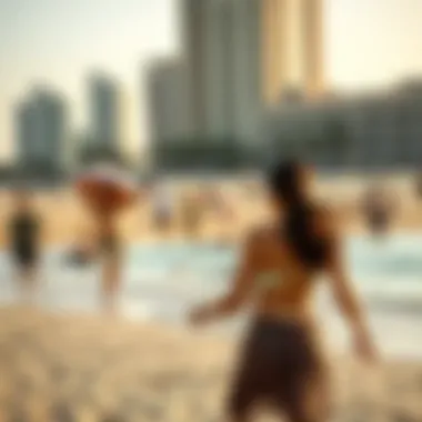 Leisure Time at Dubai Islands Beach Families enjoying leisure activities on the beach