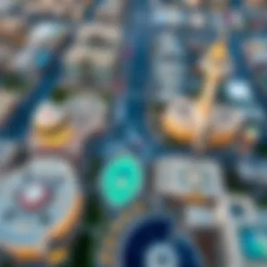 Aerial View of Dubai Land Aerial view of Dubai Land showcasing its diverse architecture