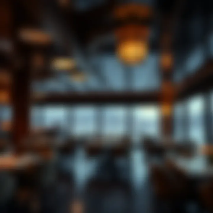 Luxurious Interior of a Floating Restaurant Interior design highlighting luxury and comfort in a floating restaurant