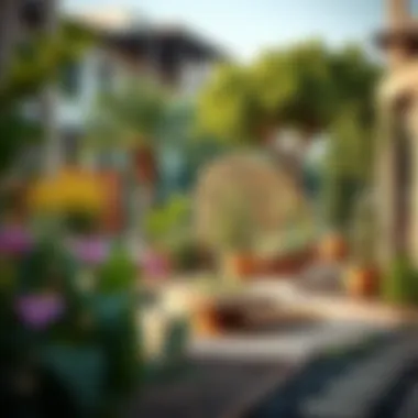 Community gardens fostering social connections in urban neighborhoods.