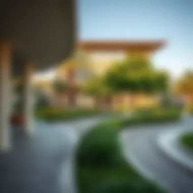 Architectural features of the park blending with nature