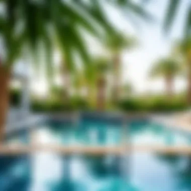 Relaxing pool area at a Jaddaf hotel