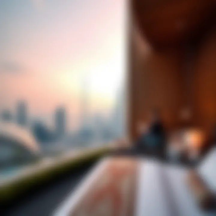 Stunning view of Jaddaf's skyline from a hotel terrace