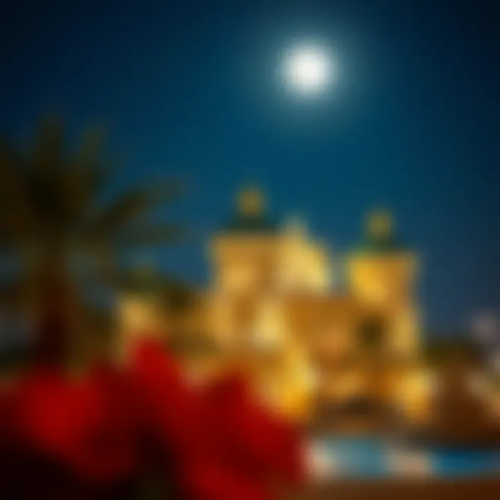 Cultural Landmark at Night Cultural landmark lit up under the moonlight