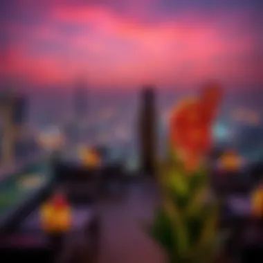 Rooftop Lounge Experience in Dubai A vibrant rooftop lounge with panoramic views