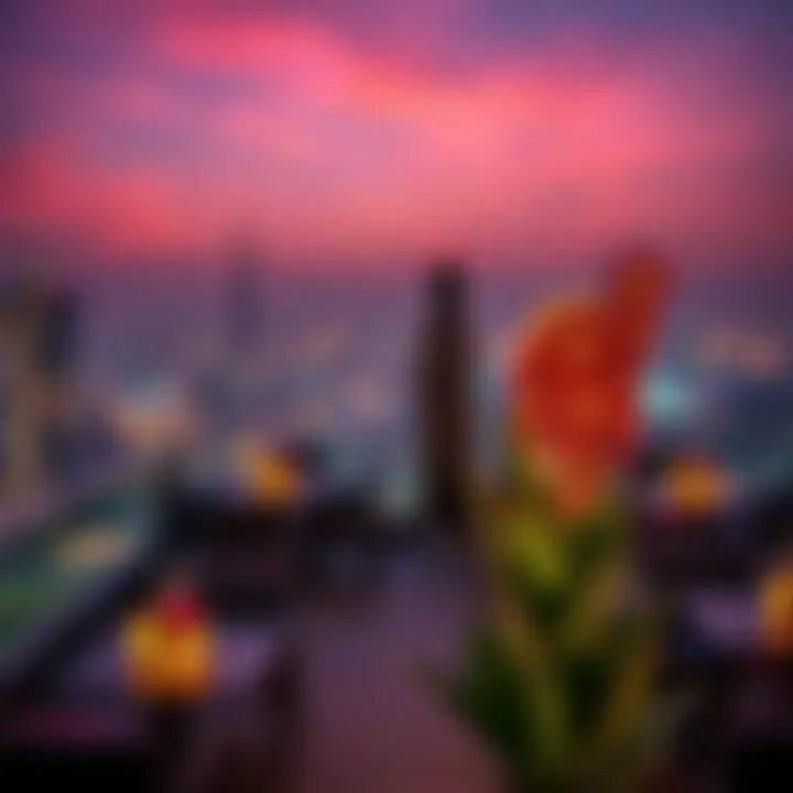 Rooftop Lounge Experience in Dubai A vibrant rooftop lounge with panoramic views