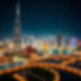 Stunning skyline of Dubai illuminated at night