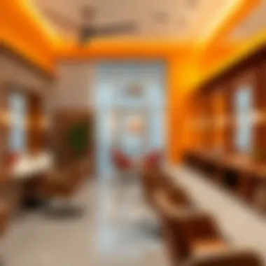 Modern Salon Ambiance Vibrant salon interior showcasing modern design elements