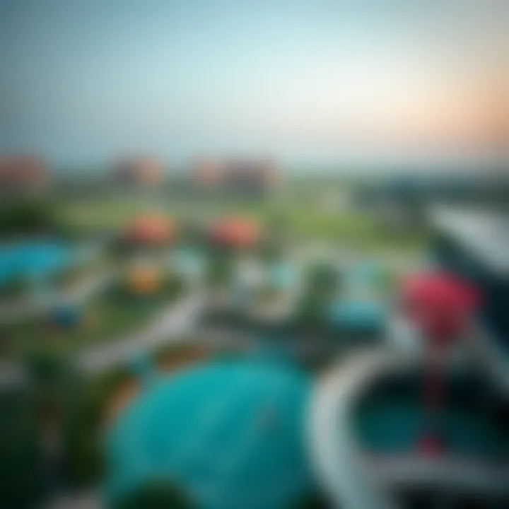 Aerial shot of Dubai Hills Park highlighting recreational facilities and open spaces