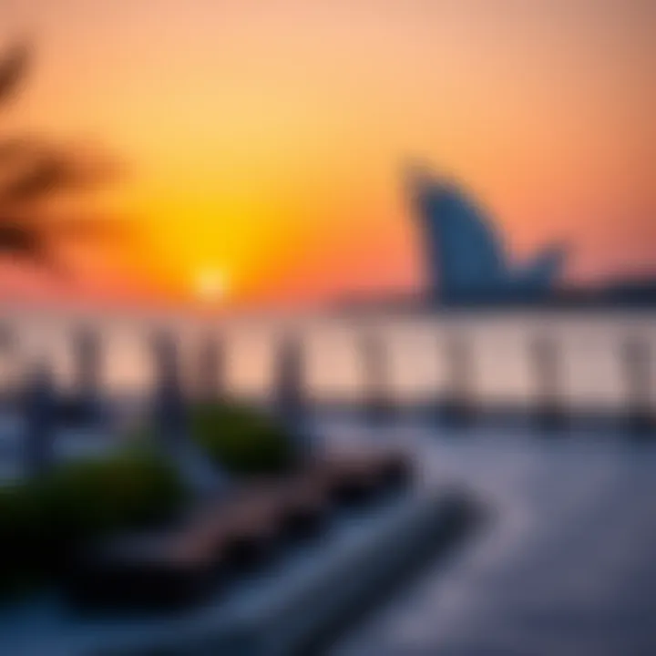 Serene Sunset at Pearl Jumeirah Beach Serene sunset view over the waters of Pearl Jumeirah Beach