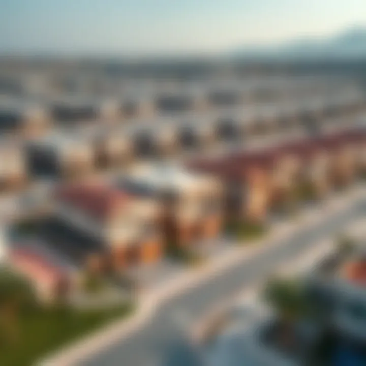 An aerial shot of residential developments in بريد الكرامة, illustrating housing options.
