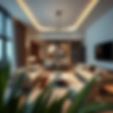 Luxurious living room interior showcasing modern design elements