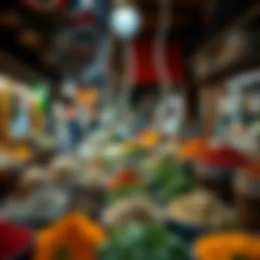 The Aromatic Allure of Souq Deira's Spice Market An array of spices and herbs displayed in colorful containers at the market