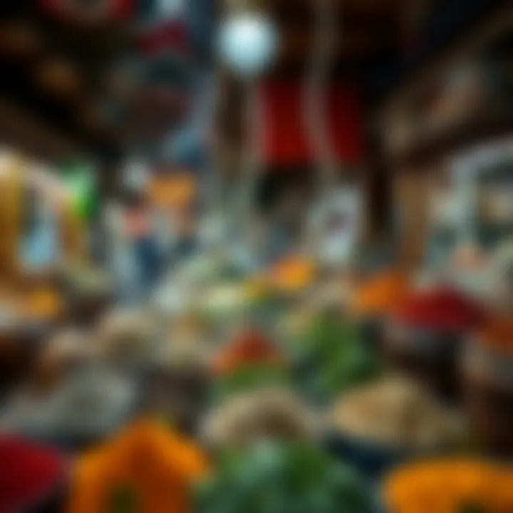 The Aromatic Allure of Souq Deira's Spice Market An array of spices and herbs displayed in colorful containers at the market