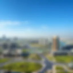 Panoramic view of Jumeirah Village Circle showcasing residential towers