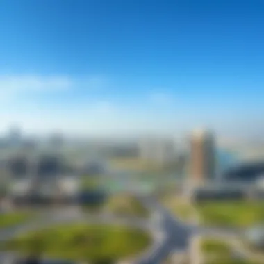 Panoramic View of Jumeirah Village Circle Panoramic view of Jumeirah Village Circle showcasing residential towers