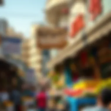 The Bustling Atmosphere of Dubai's Marketplace Scenic view of a bustling market street