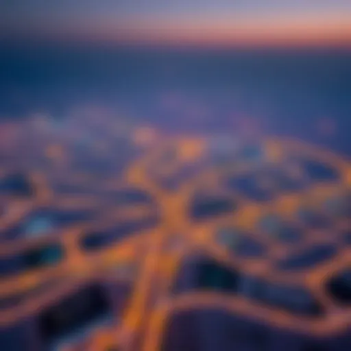 Aerial View of Dubai Land Aerial view showcasing the expansive landscapes of Dubai Land