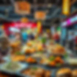 A vibrant array of dishes showcasing global cuisines available at the Jafza Food Court