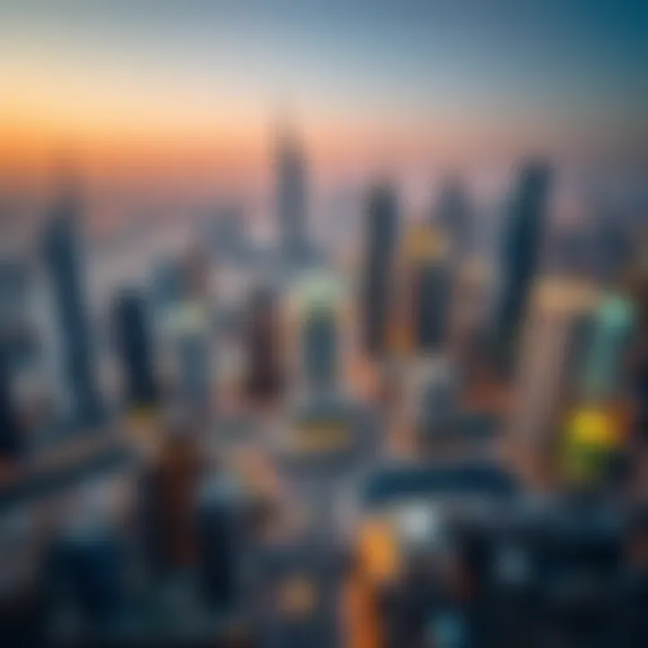 Aerial view of Dubai's skyline showcasing iconic buildings