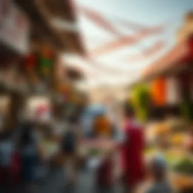 Vibrant market scene highlighting local culture and commerce