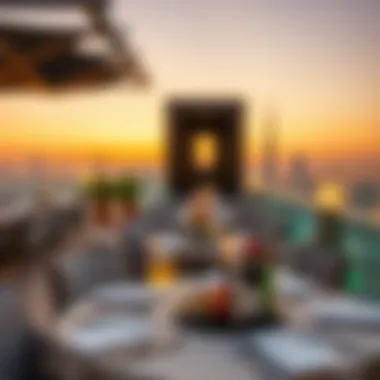 Rooftop Dining in Dubai Luxurious rooftop dining experience overlooking the city