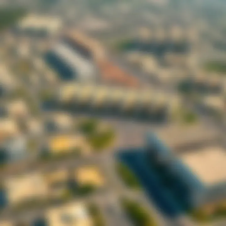 Aerial Perspective of Real Estate Development Near On Passive Metro Station Aerial view of the surrounding area showcasing real estate growth