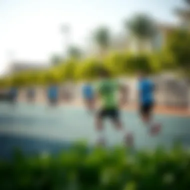 Athletes in a Specialized Sports Park Athletes engaging in various sports activities at a specialized park