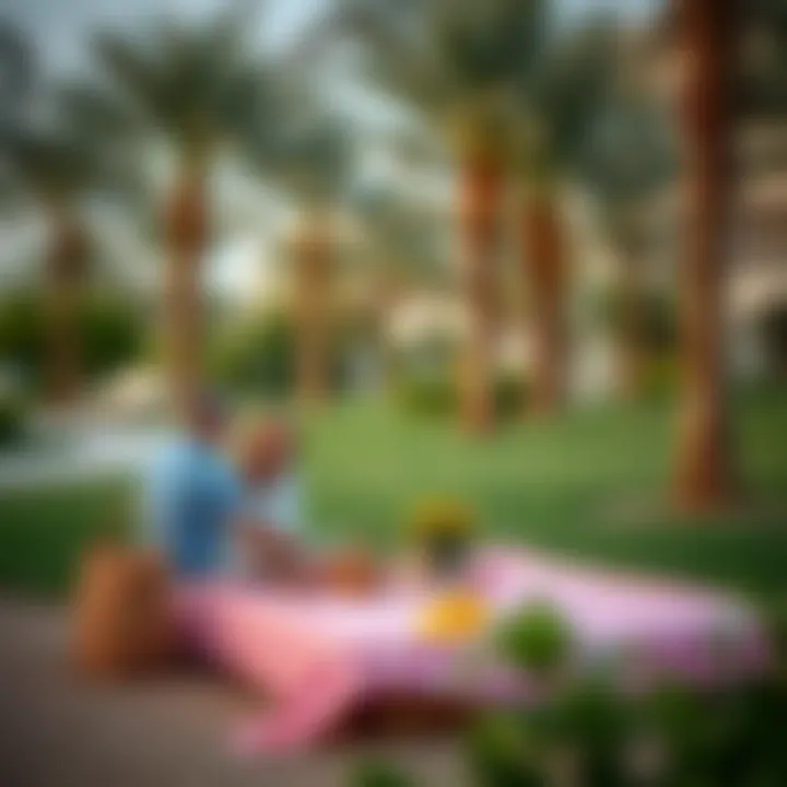 Picnic in a Family-Friendly Park Area A picturesque picnic scene in a family-friendly area of a Dubai park