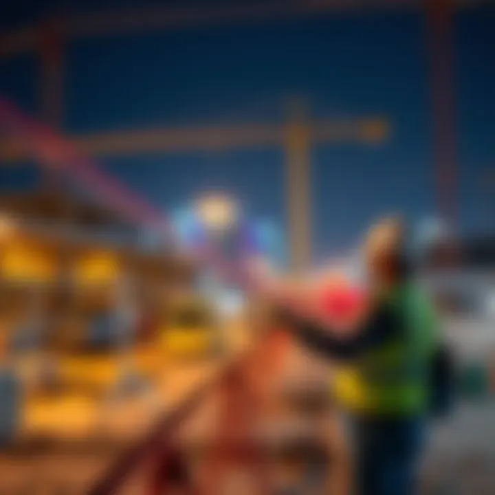 Construction site with advanced technology in use