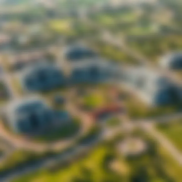 Aerial view of Damac Hills 2 showcasing its layout and greenery