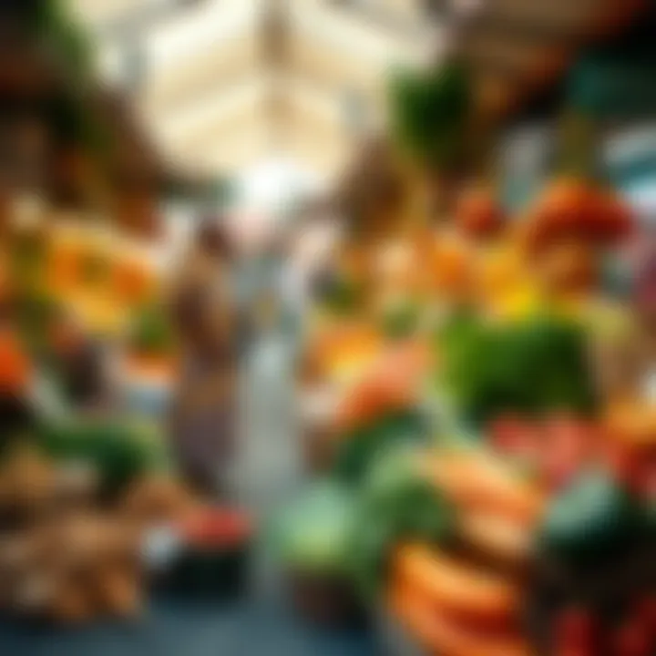 The Heart of Emirati Ingredients A vibrant market scene featuring fresh ingredients used in Emirati cuisine