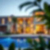 Stunning exterior view of Yas Acres Villas showcasing unique architectural design