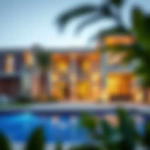 Stunning exterior view of Yas Acres Villas showcasing unique architectural design