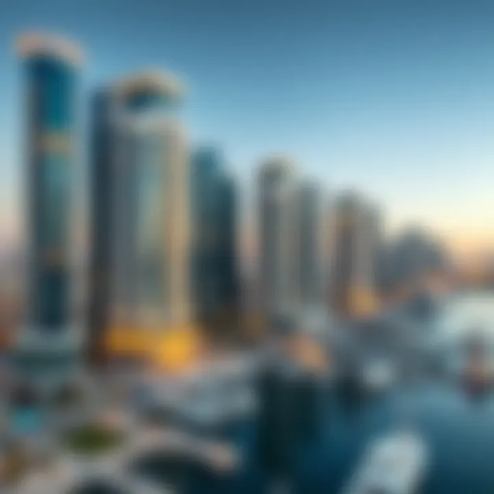 Map showing various rental options throughout Dubai Marina