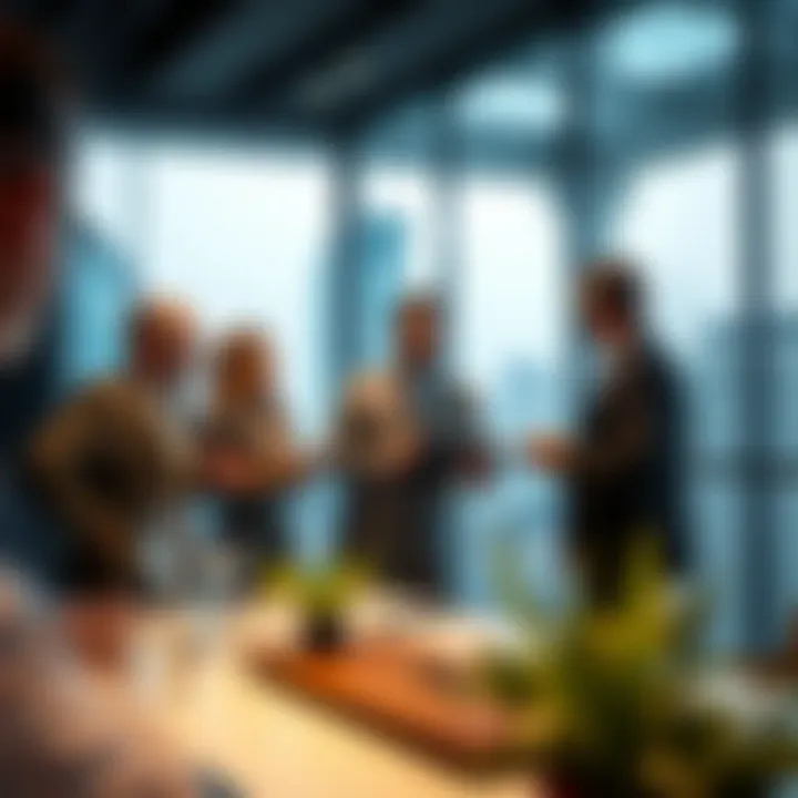 Business professionals discussing real estate opportunities