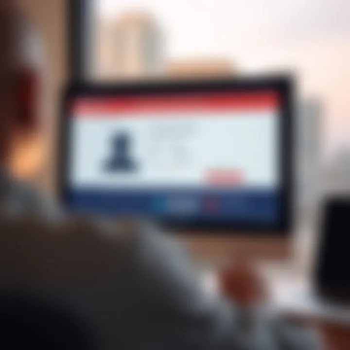 Illustration of a computer screen showing visa status