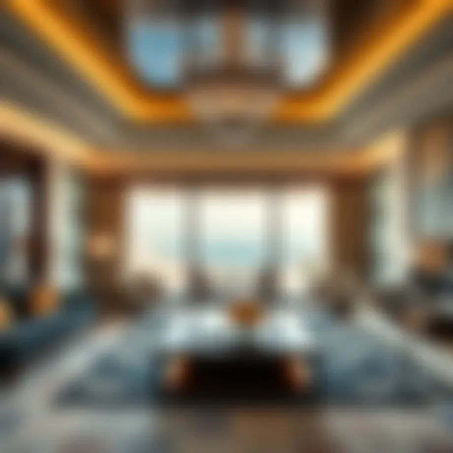 Luxurious room interior featuring modern decor and stunning views