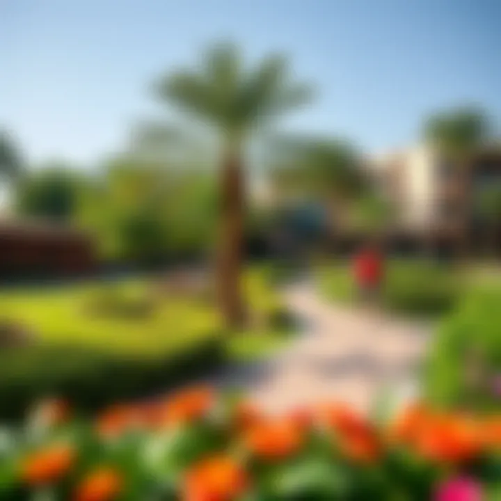 Vibrant green spaces in Nasma Central Park highlighting the landscaped gardens and recreational areas.