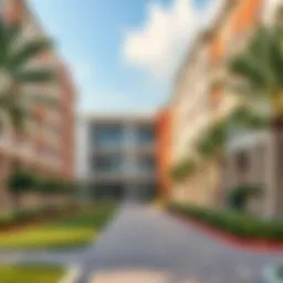 Luxurious school campus with modern architecture