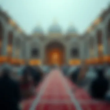 Community Prayers in Dubai Community gathering for prayers in a Dubai mosque during Ramadan