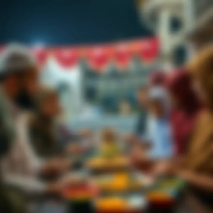 Community members sharing food during iftar