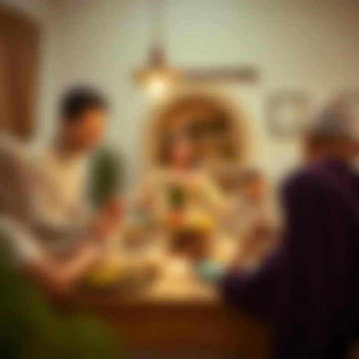 Family gathering around the iftar table for breaking fast